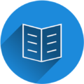 Icon mit Adressbuch in blauem Kreis