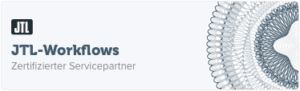 Zertifikat „JTL-Workflows Servicepartner“ – zeigt eloquiums Fachwissen zur Automatisierung von Geschäftsprozessen in JTL.